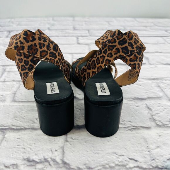Steve Madden Haidar Cheetah Platform Chunky Sandals Women's 6.5 Soho Lug Sole - Picture 6 of 11